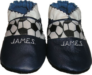 All Leather Embroidered Soccer Sports Crib Shoe