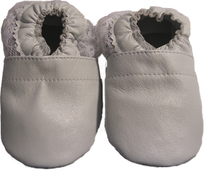 Classic white crib shoe with lace ankle trim